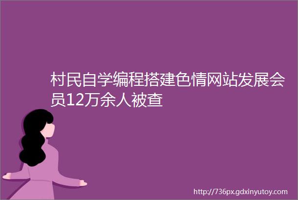 村民自学编程搭建色情网站发展会员12万余人被查